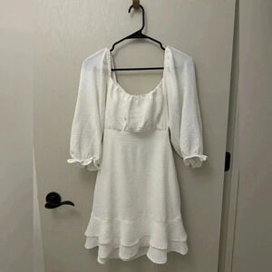 White Speechless Dress with Puff Sleeves and Tie Back Size M